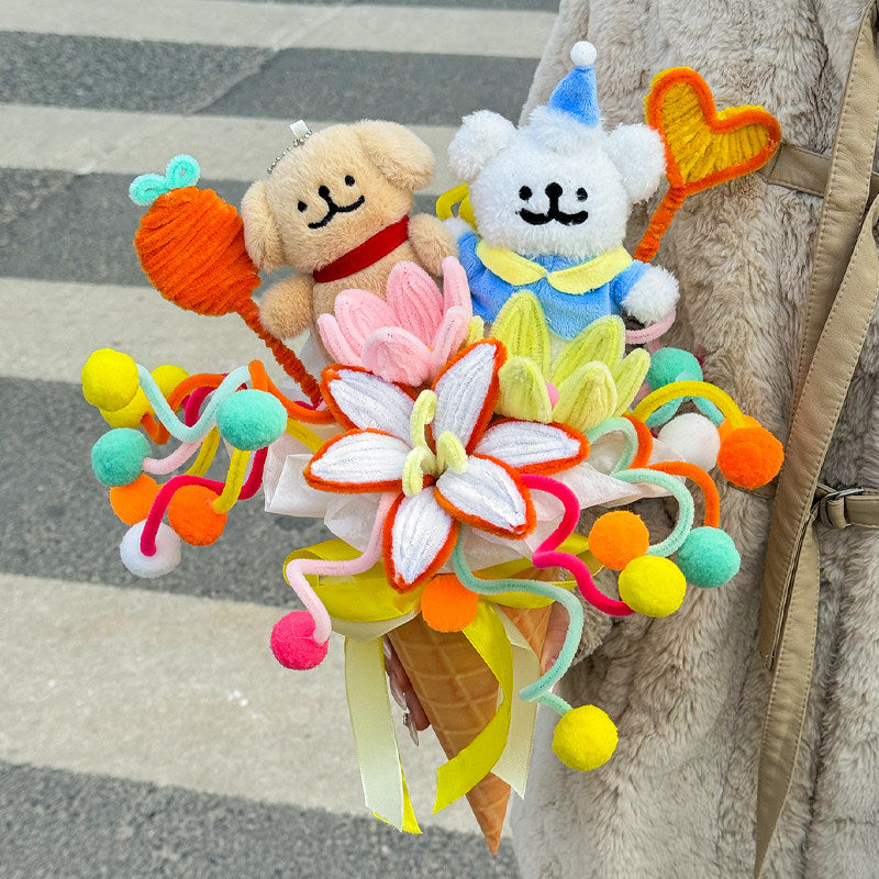 Handmade twisted wire dog bouquet