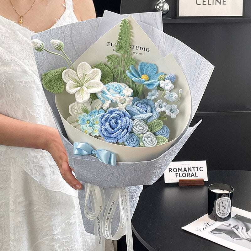 Handmade crocheted flower bouquet