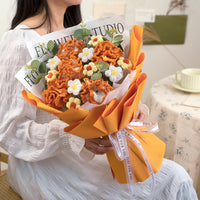 Handmade crocheted carnation puff mix and match bouquet