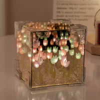 Handmade Rubik's Cube Tulip Flower Sea Night Light