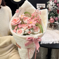 Handcrafted knitted bouquet in plush packaging