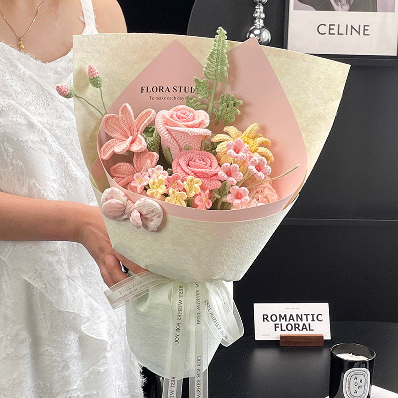 Handmade crocheted flower bouquet