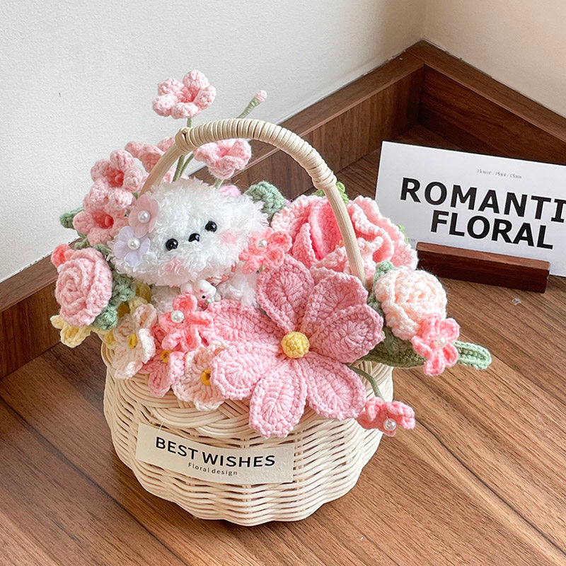 Hand-woven flower basket