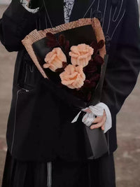 Homemade woven bouquet of twist stick roses