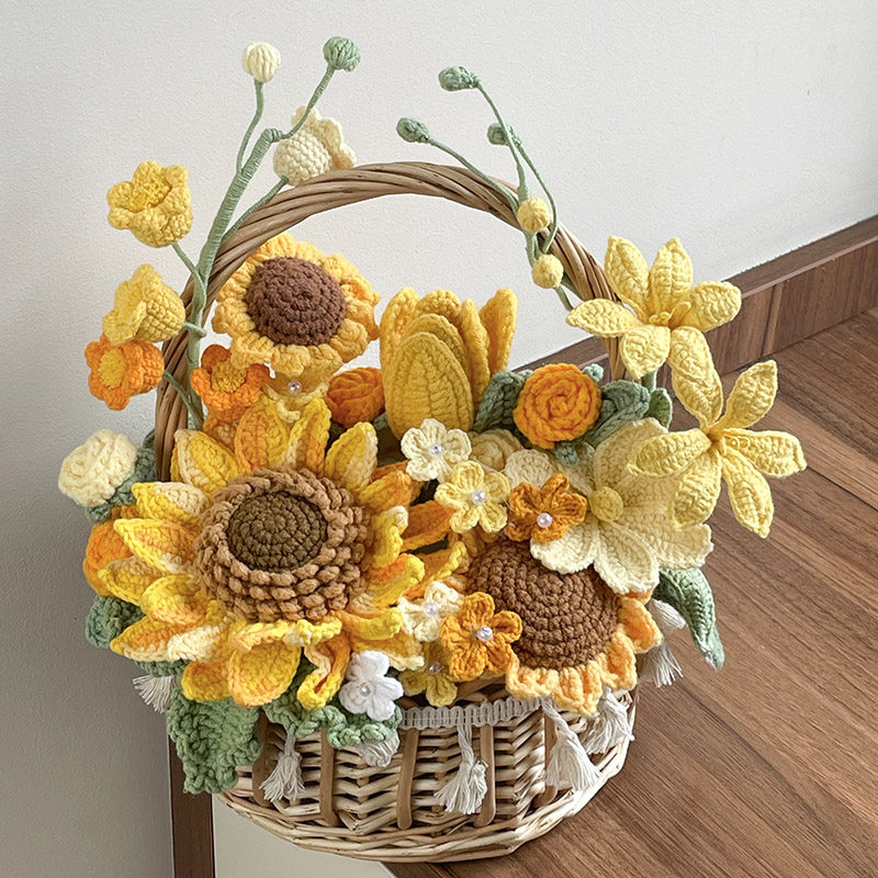 Hand-woven flower basket
