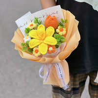 Handmade crocheted tulip mixed flower bouquet