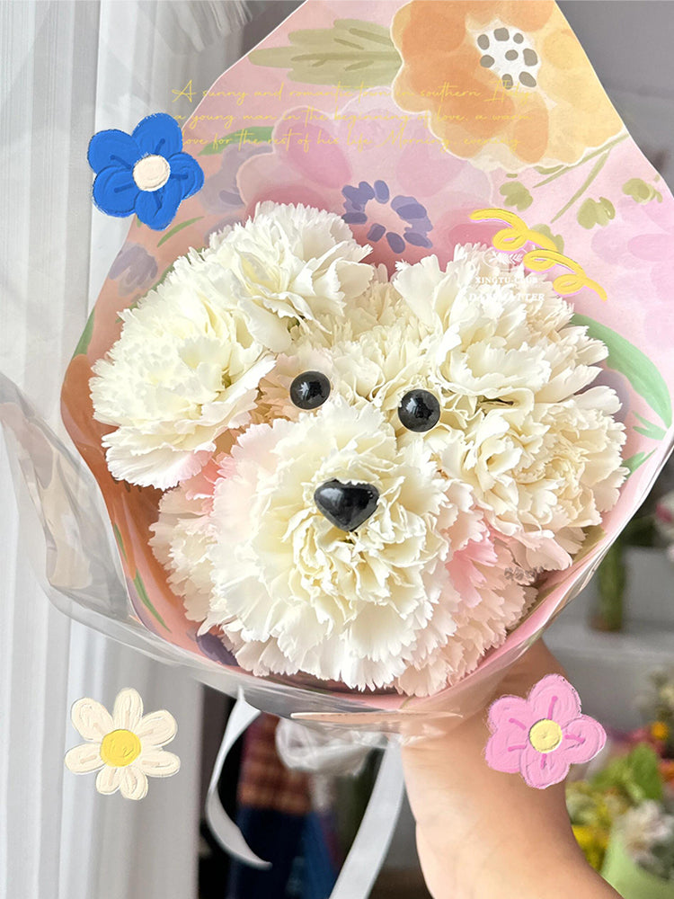 Carnation puppy bionic bouquet finished product