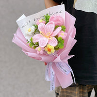 Handmade crocheted tulip mixed flower bouquet