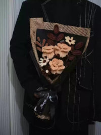 Homemade woven bouquet of twist stick roses