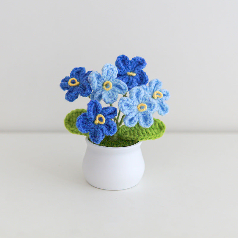 Hand crochet potted plants - forget-me-not