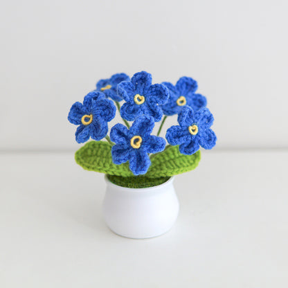 Hand crochet potted plants - forget-me-not