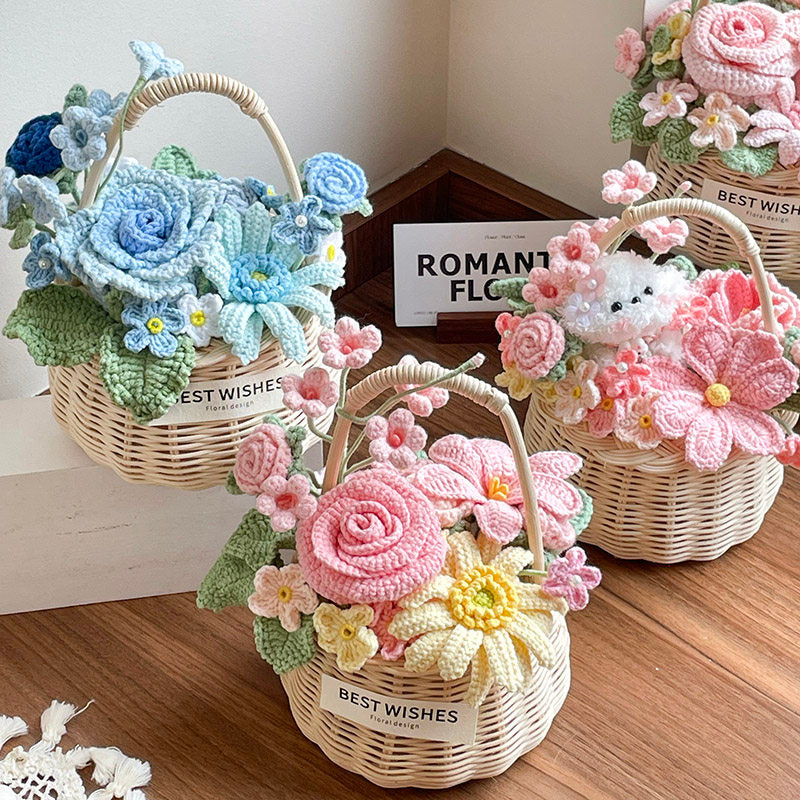 Hand-woven flower basket