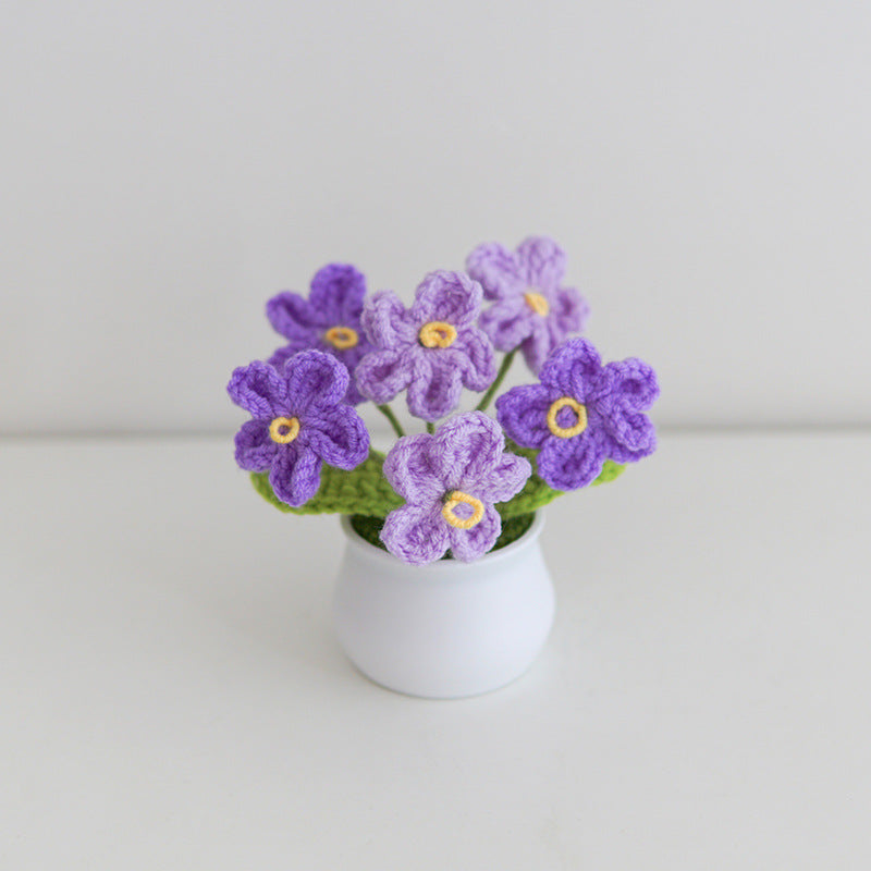 Hand crochet potted plants - forget-me-not