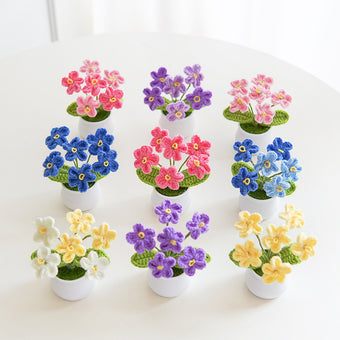 compare product Hand crochet potted plants - forget-me-not