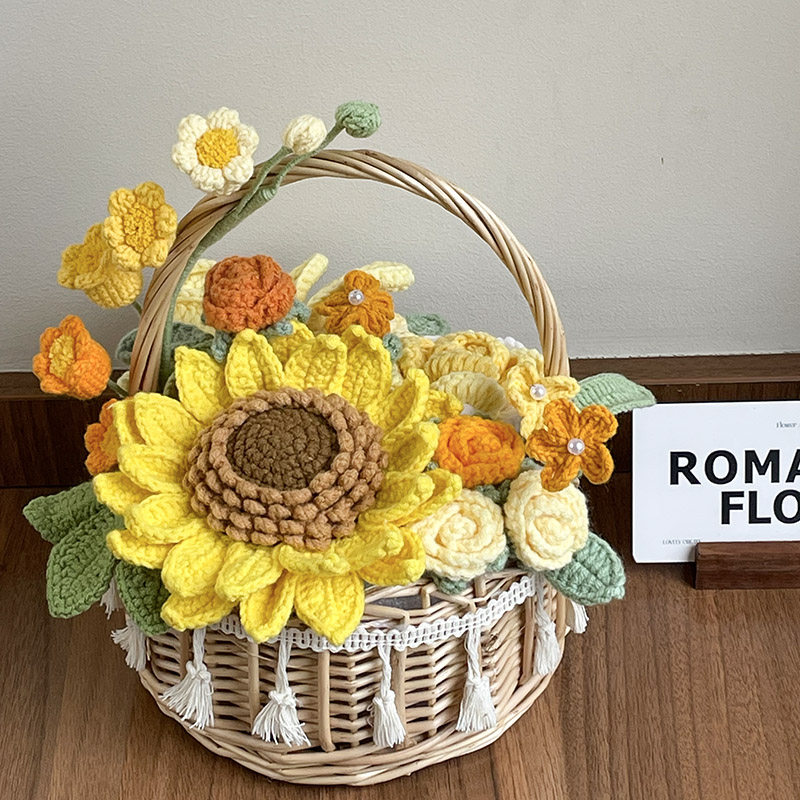 Hand-woven flower basket