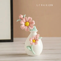 Handmade ceramic flowers + vase