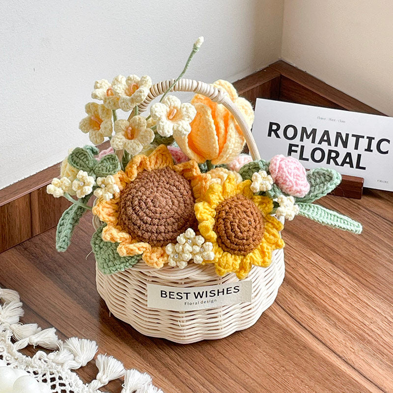 Hand-woven flower basket