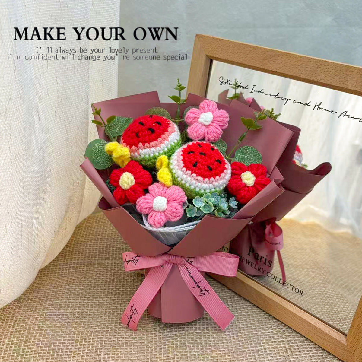 Hand-crocheted mini flower bouquet (handmade gift)