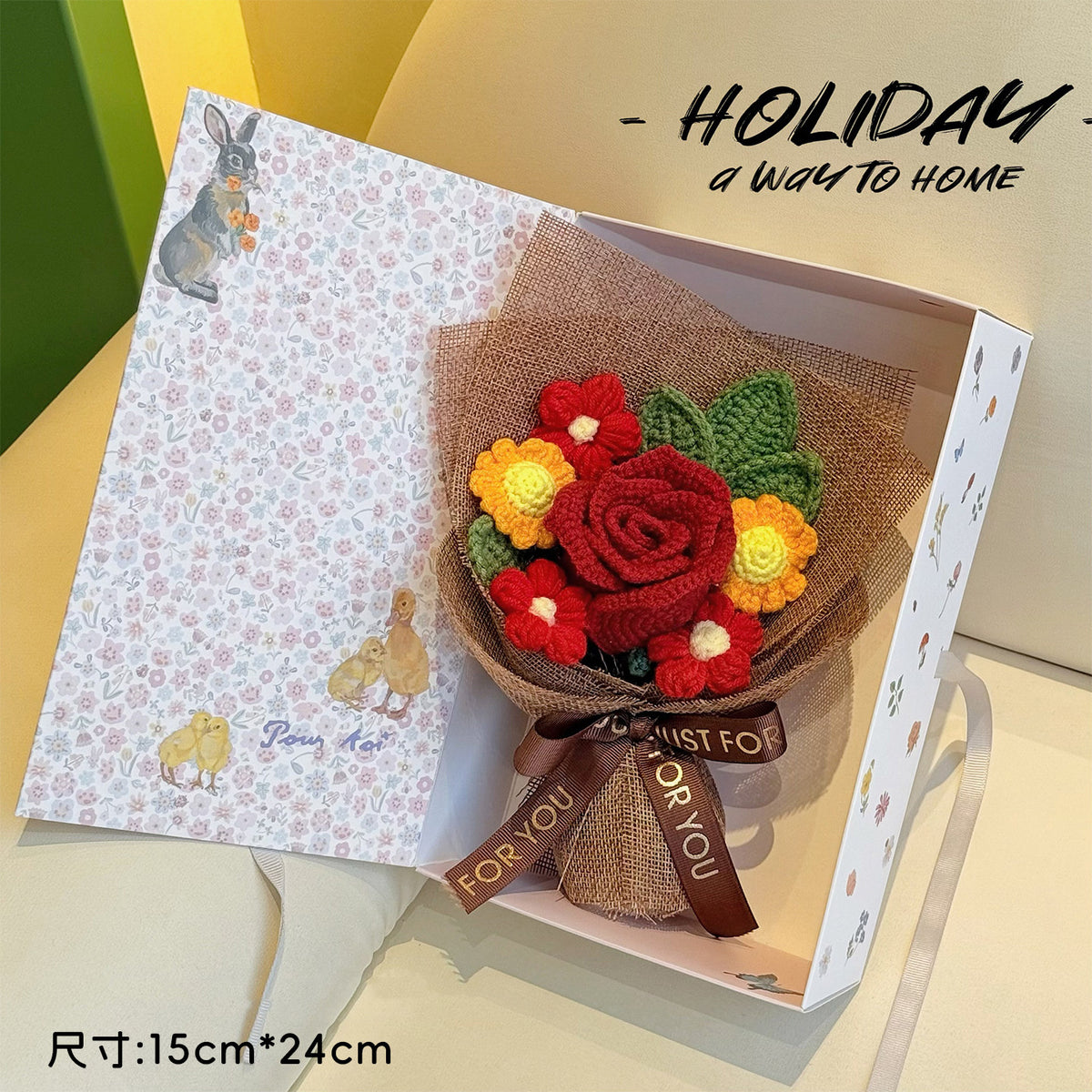 Hand-Knitted Flower – Finished Gift Box