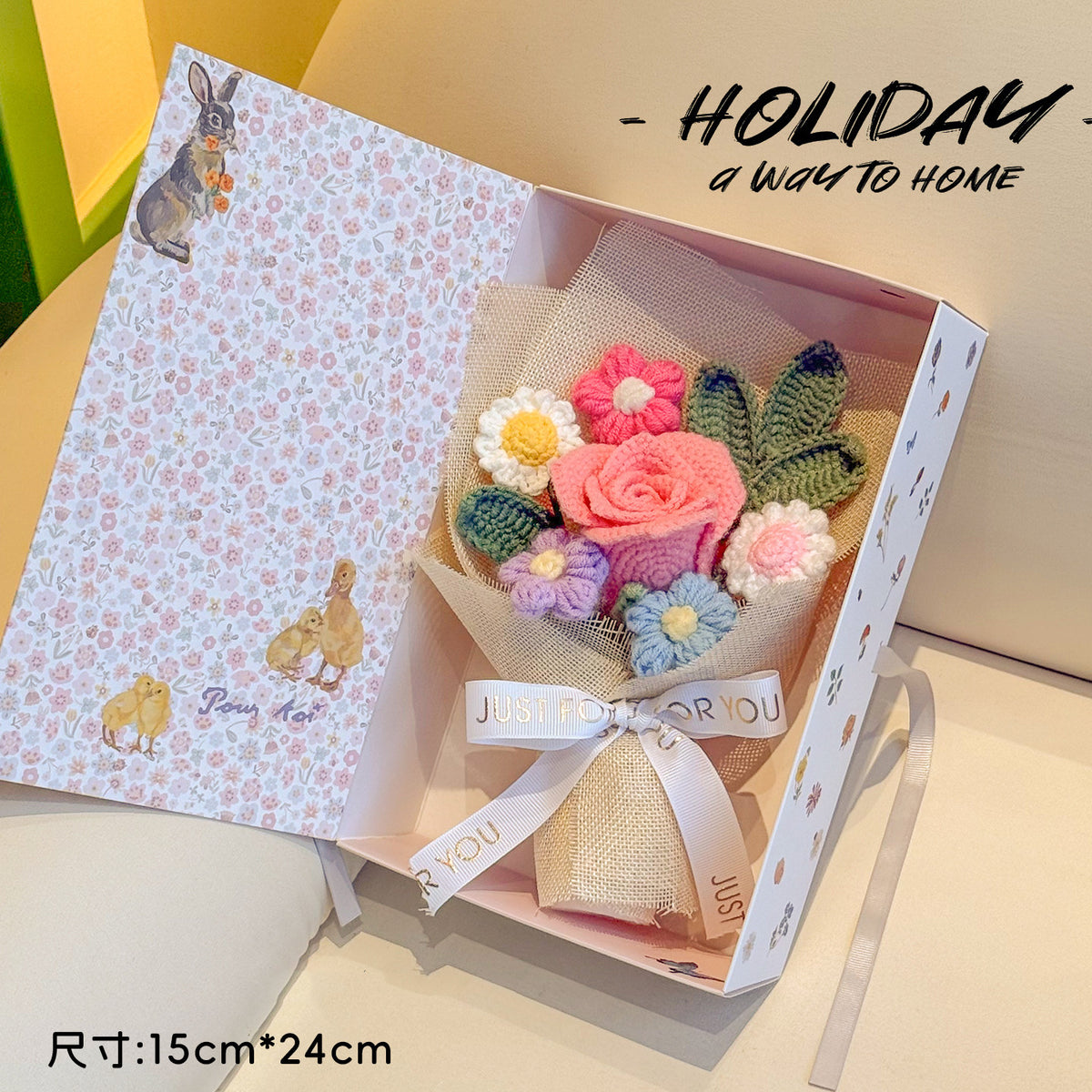Hand-Knitted Flower – Finished Gift Box