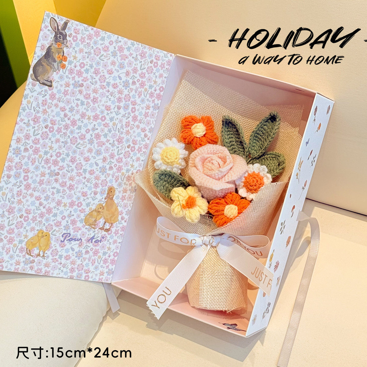 Hand-Knitted Flower – Finished Gift Box