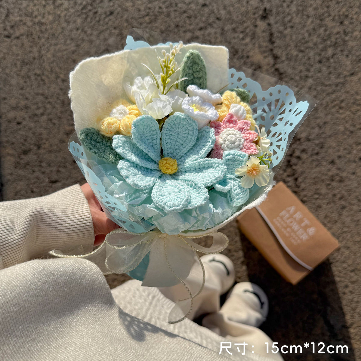 Hand-Knitted Flower – Finished Gift Box