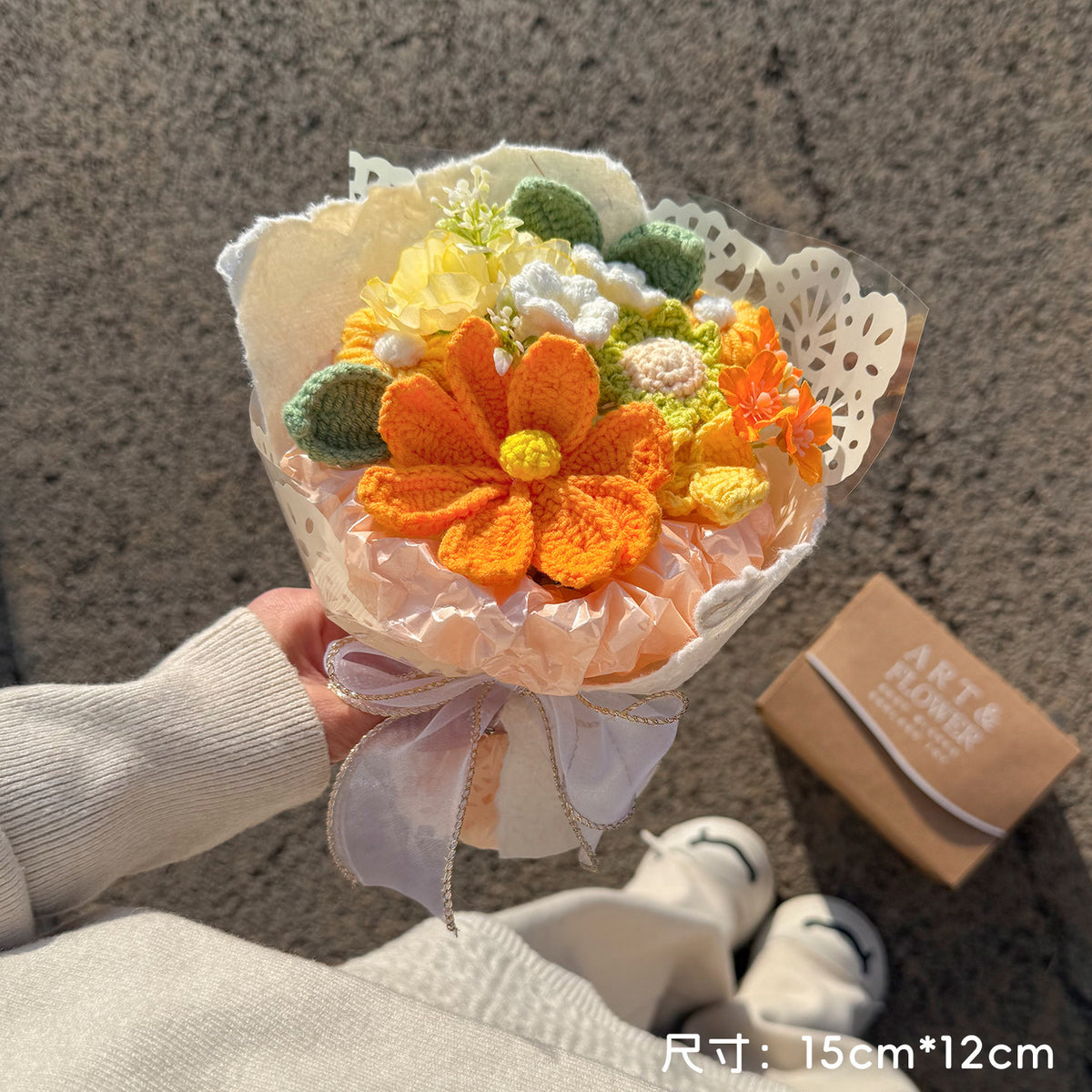 Hand-Knitted Flower – Finished Gift Box