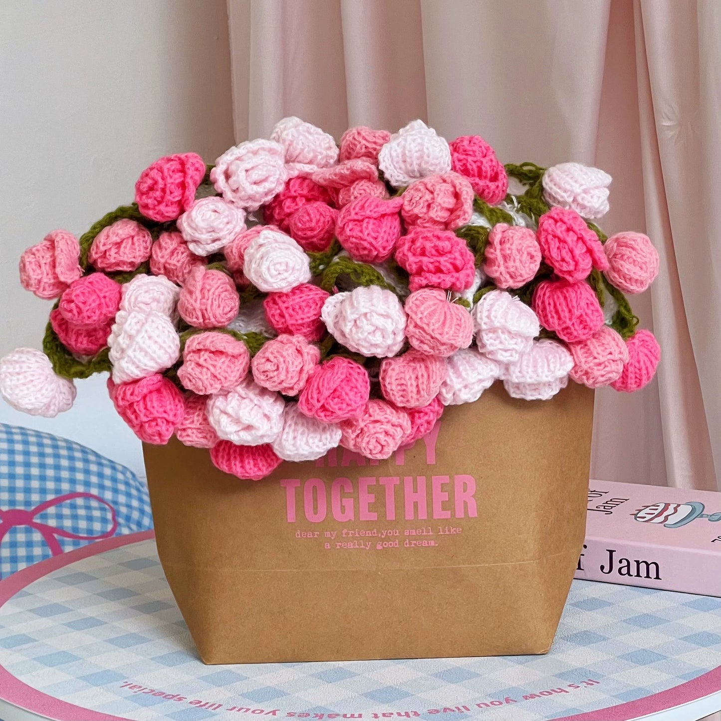 Handmade rose flower blanket - Gift box packaging