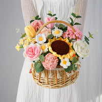 Hand Knitted Flower Basket
