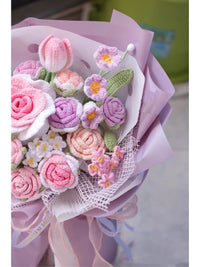 Handmade extra large pink and purple Thai rose bouquet