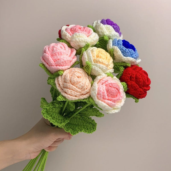 Handmade Roses Crochet Flower Knitted Flower