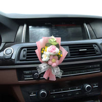 Knitted mini flower bouquet car air conditioner outlet decoration