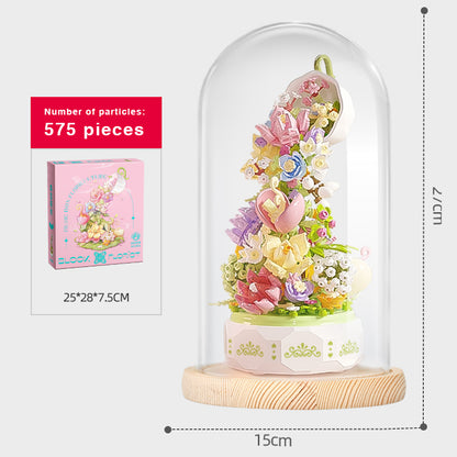 Waterfall Bouquet Music Box Building Block Night Light