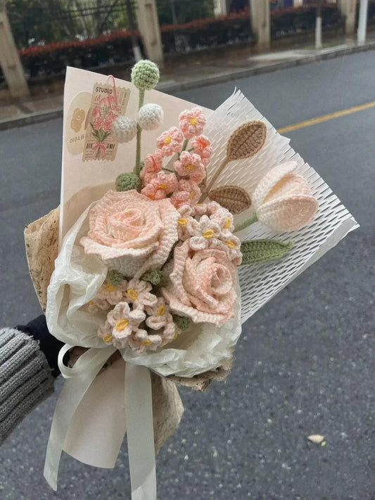 Hand-woven Rose Sims Azalea Mixed Bouquet