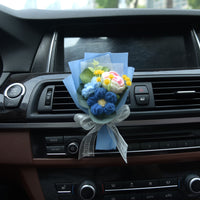 Knitted mini flower bouquet car air conditioner outlet decoration