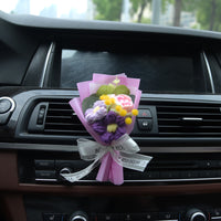 Knitted mini flower bouquet car air conditioner outlet decoration