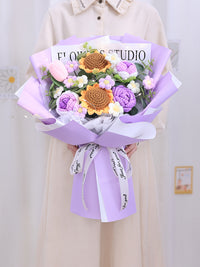 Handwoven Sunflower Rose Bouquet