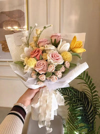 Hand-woven Rose Sims Azalea Mixed Bouquet