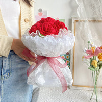 Lace Hand-woven 12 Small Roses/6 Gradient Rose