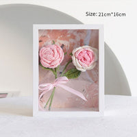 Handmade Knitted Flower Shadow Box Frame