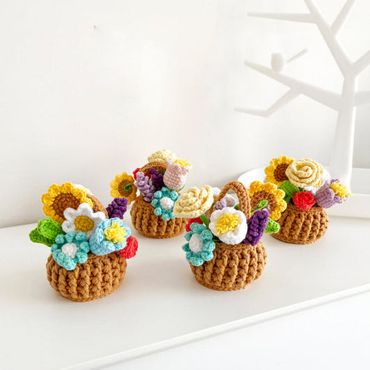 Handmade Multicolor Flowers Crochet Potted Plants Completed