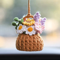 Handmade plant crochet car mirror pendant