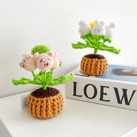 Doll Flowers Night Light handmade Crochet Artificial Lamp Home Decor