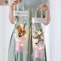 Hand Knitted Puff Flower Bucket