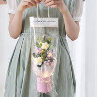 Hand Knitted Puff Flower Bucket