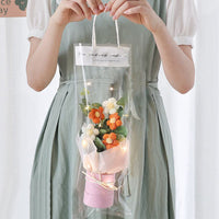 Hand Knitted Puff Flower Bucket