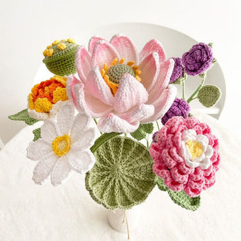 compare product 1pc Handmade Knitted Flower Crochet Flower Gift for Her