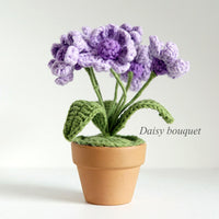 Handmade Crochet Daisy Knitted Potted